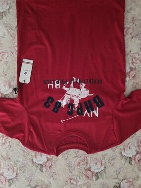 Beverly Hills Polo Club Red Graphic Tee with Navy Accents